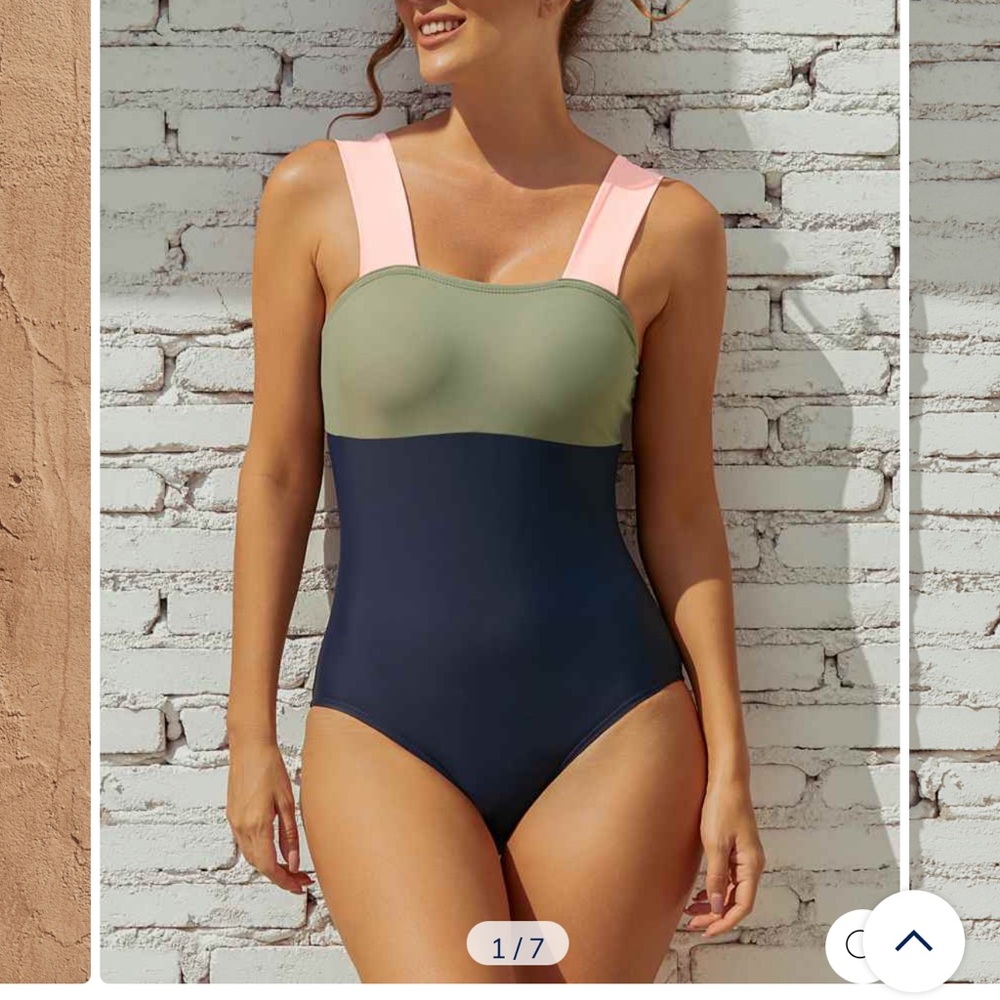 BRAND NEW Colorblock Square Neck Eye-Catching One-Piece Swimsuit